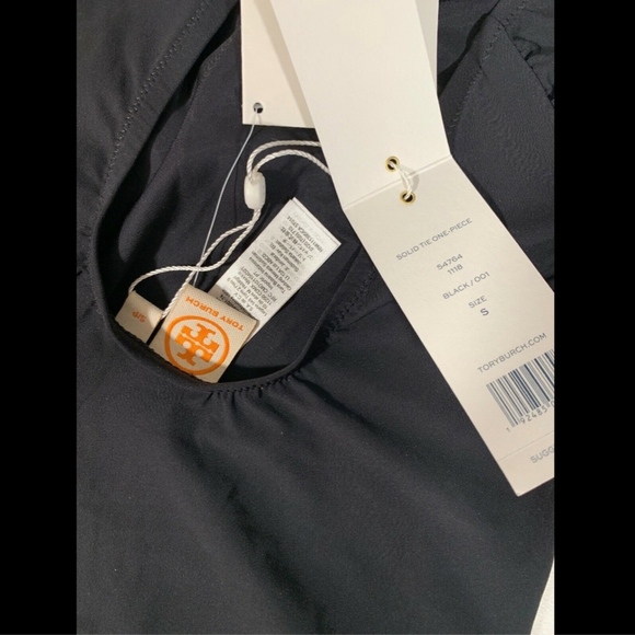 NWT $198 Tory Burch Tie Front Halter One-Piece Swimsuit Black [SZ‎ Small ] - Picture 6 of 8